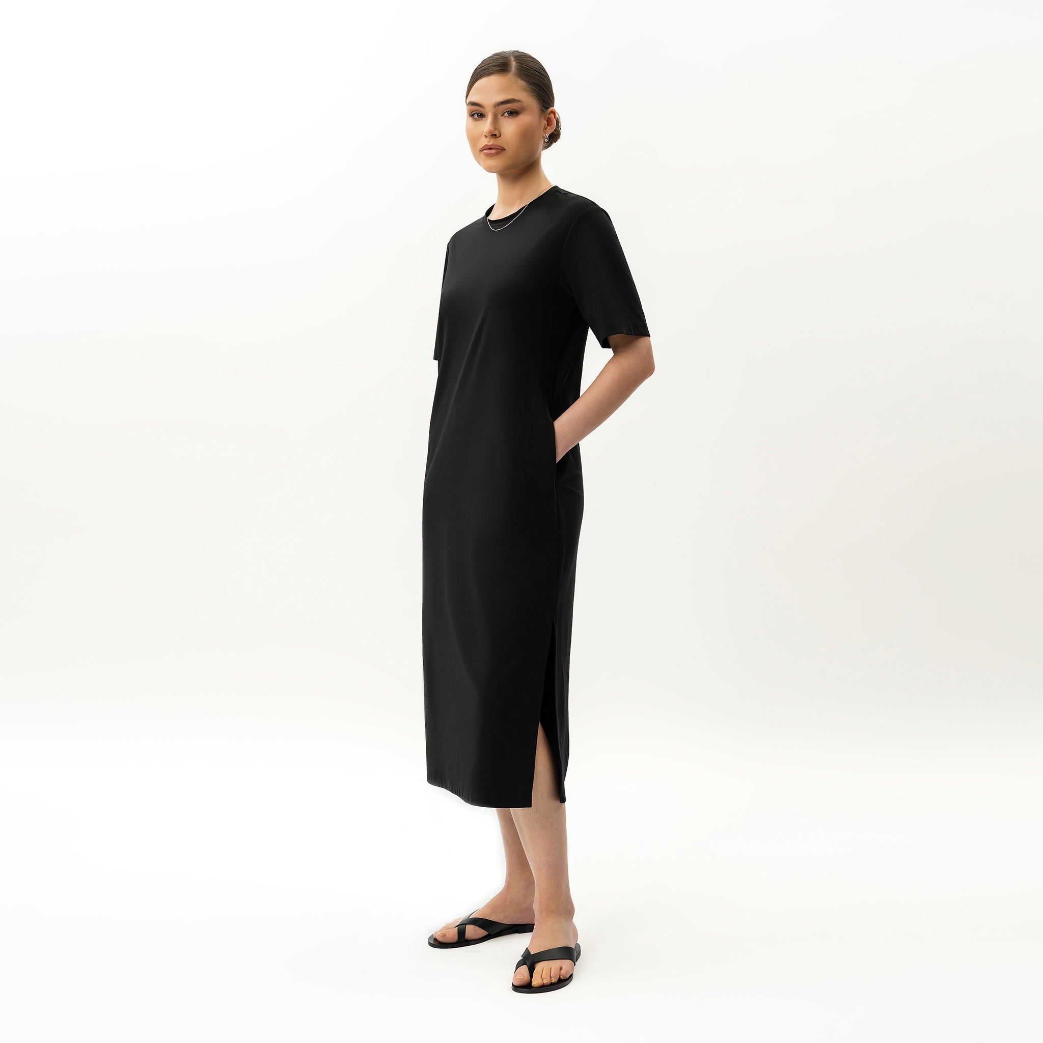 black midi t shirt dress Summer T-Shirt Dress