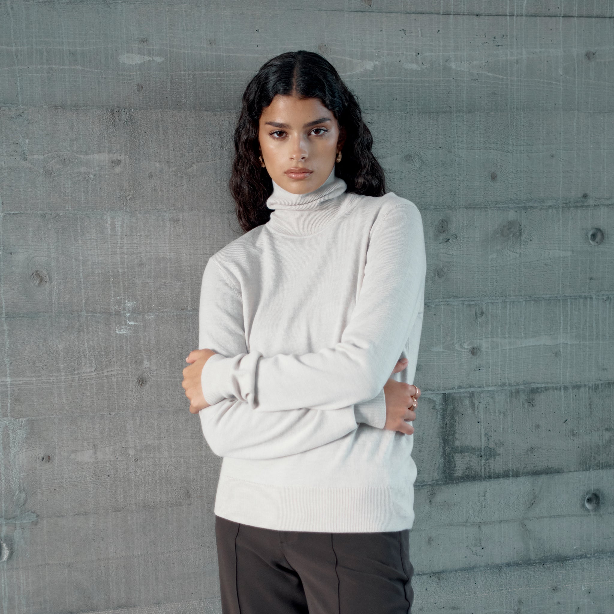 Merinowolle, lockerer Rollkragenpullover – Ninepine
