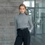 Merinowolle gerippter Rollkragenpullover – Ninepine