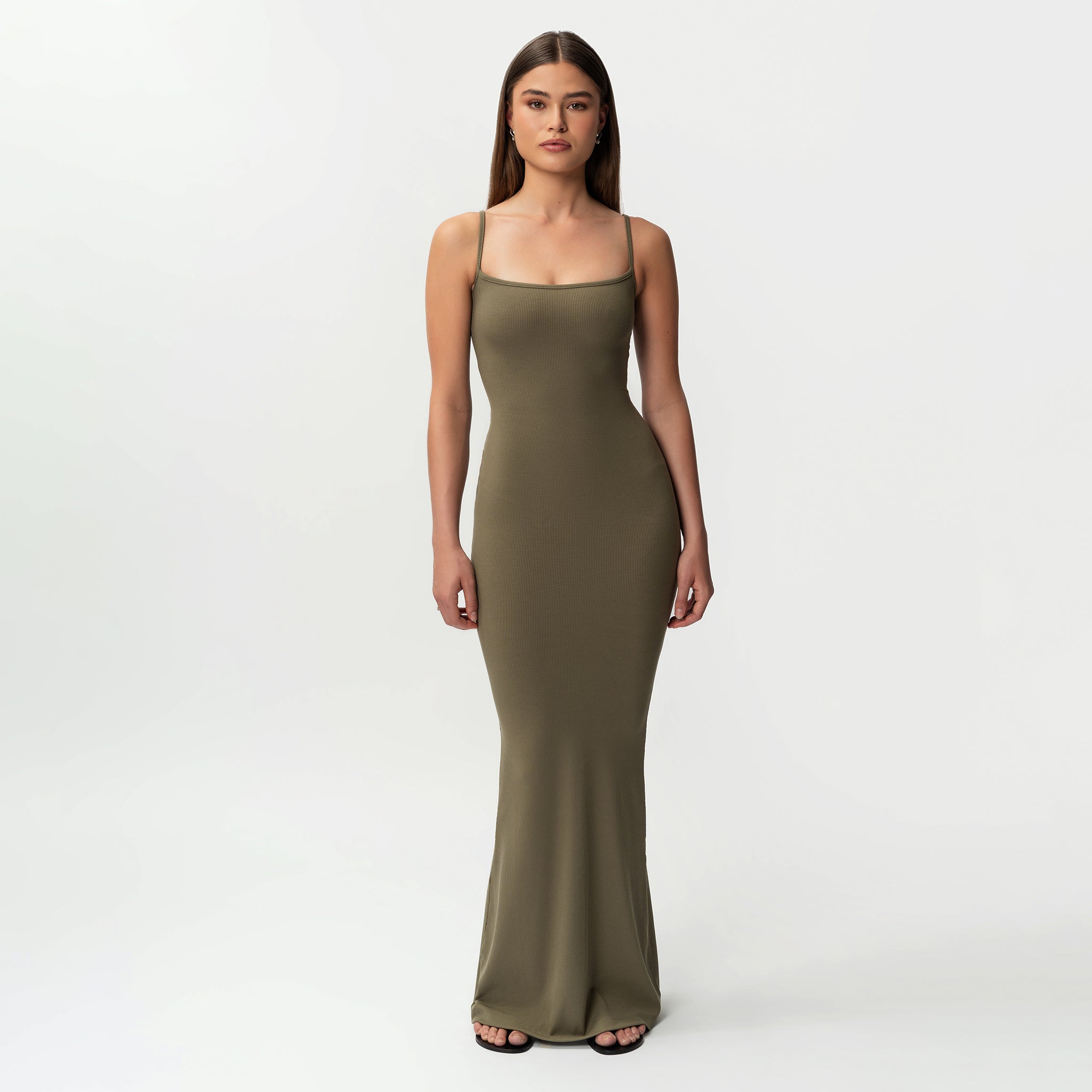 Ninepine - Maxi Slip Dress Dusky Green Regular S