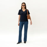 Fitted V-neck Pima T-shirt - Ninepine