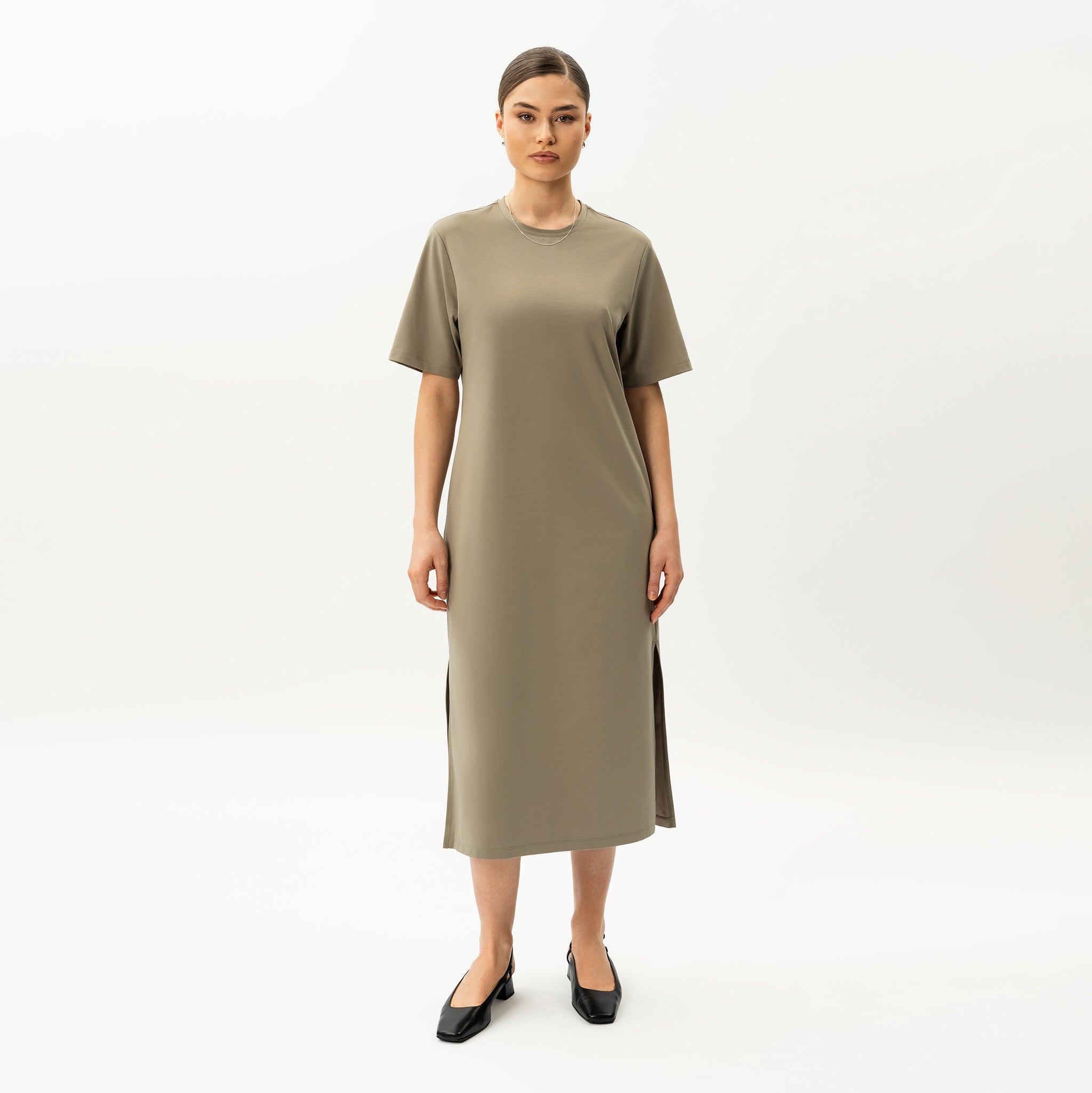 Ninepine - Summer T-Shirt Dress Dusky Green Regular XS
