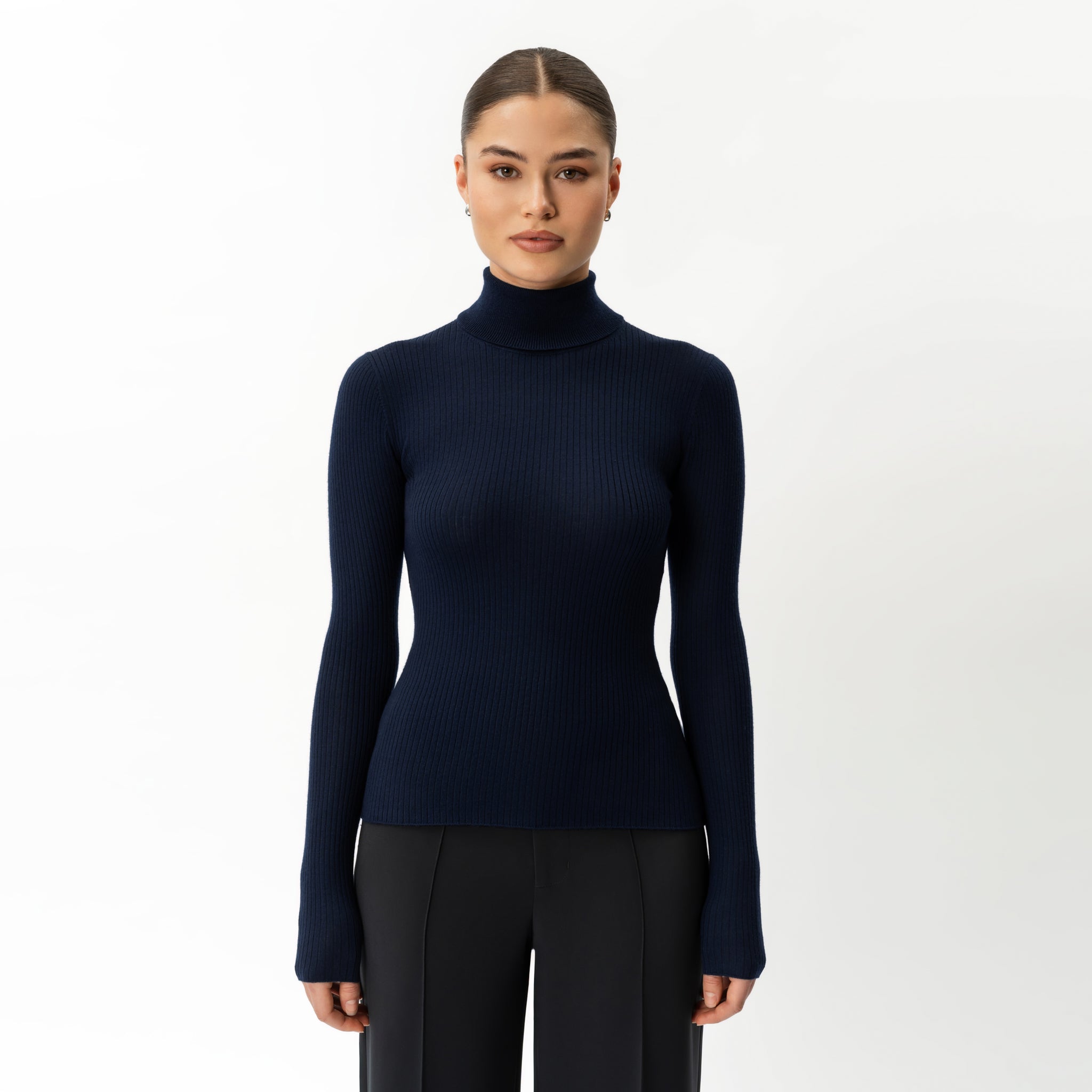Merino Wool Ribbed Turtleneck - Ninepine