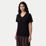 Figurbetontes Pima-T-Shirt mit V-Ausschnitt – Ninepine