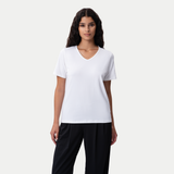 Figurbetontes Pima-T-Shirt mit V-Ausschnitt