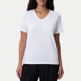 Figurbetontes Pima-T-Shirt mit V-Ausschnitt