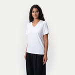 Figurbetontes Pima-T-Shirt mit V-Ausschnitt – Ninepine