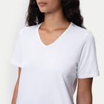 Figurbetontes Pima-T-Shirt mit V-Ausschnitt – Ninepine