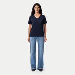 Figurbetontes Pima-T-Shirt mit V-Ausschnitt – Ninepine