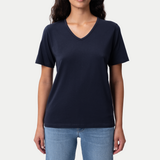 Figurbetontes Pima-T-Shirt mit V-Ausschnitt