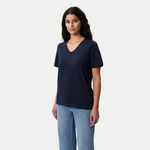 Figurbetontes Pima-T-Shirt mit V-Ausschnitt – Ninepine