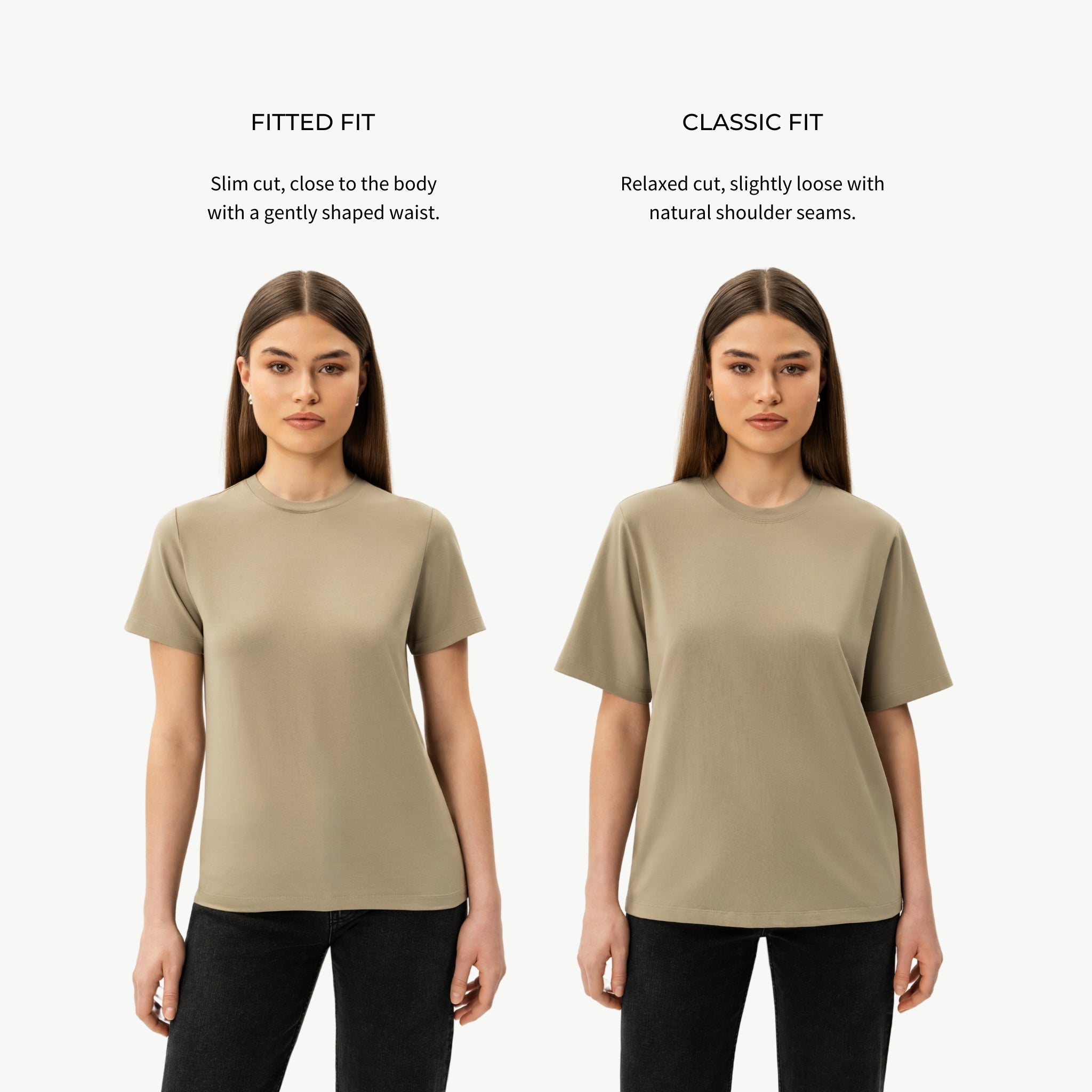 Vergleich der Passformen der Pima-T-Shirts