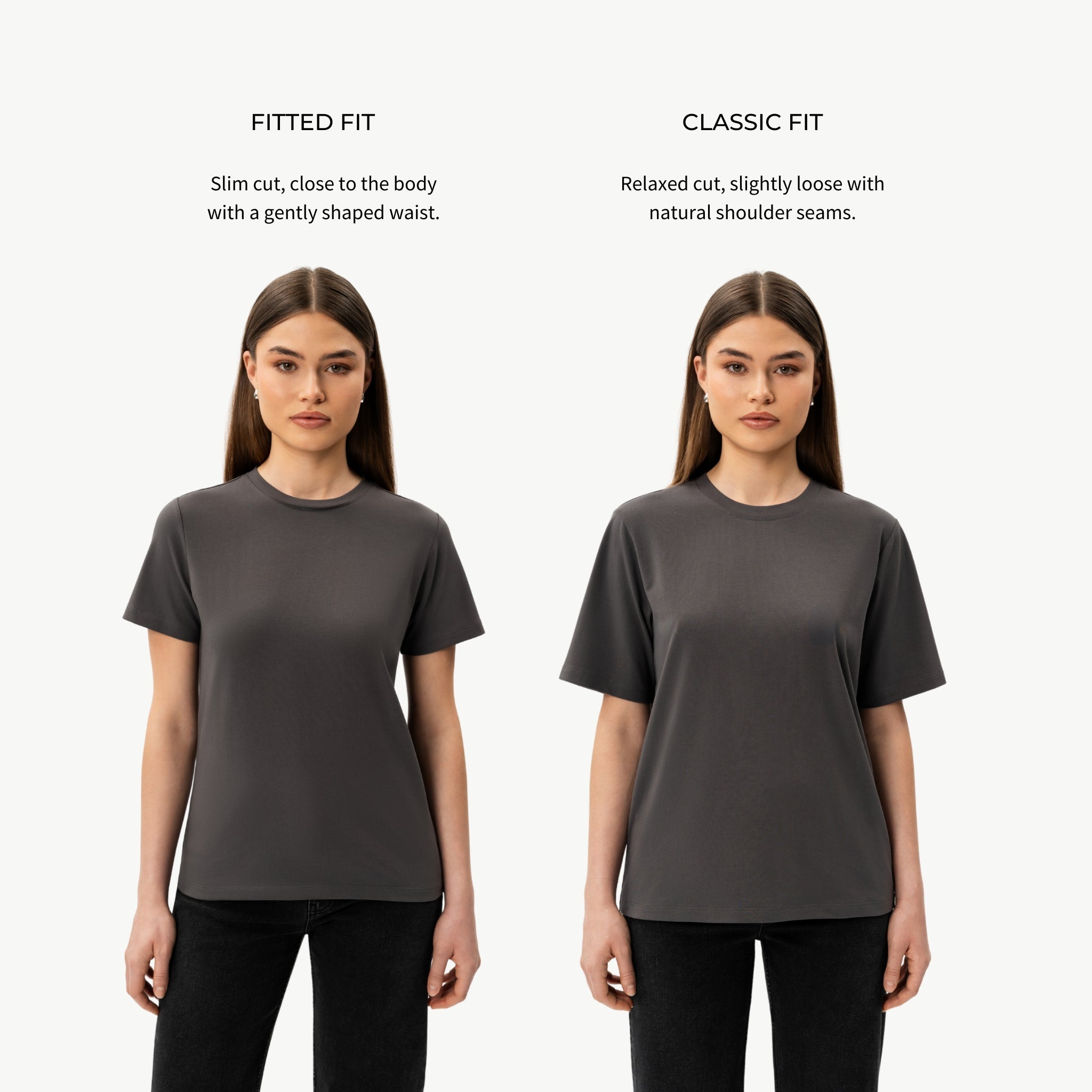 Vergleich der Passformen der Pima-T-Shirts