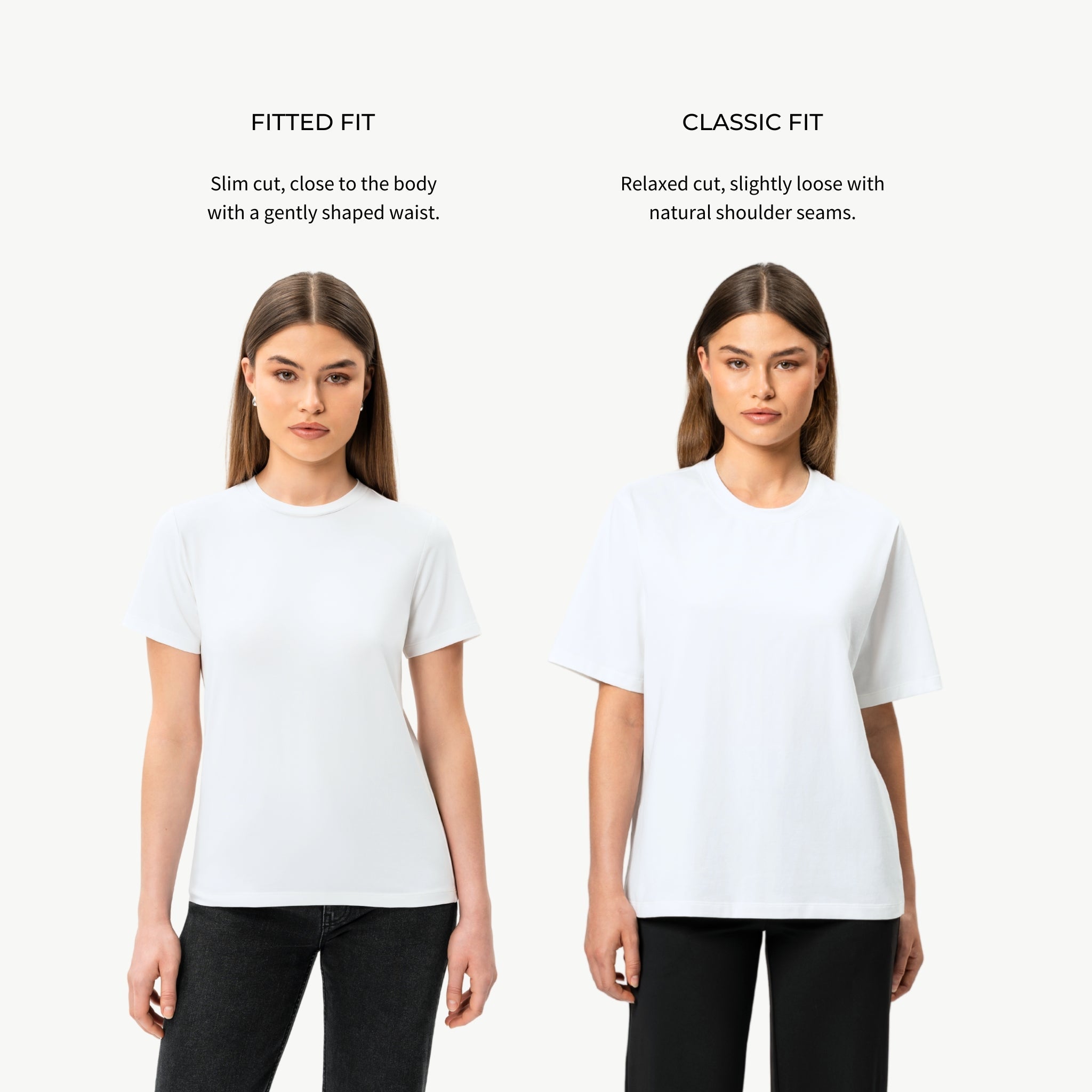 Vergleich der Passformen der Pima-T-Shirts