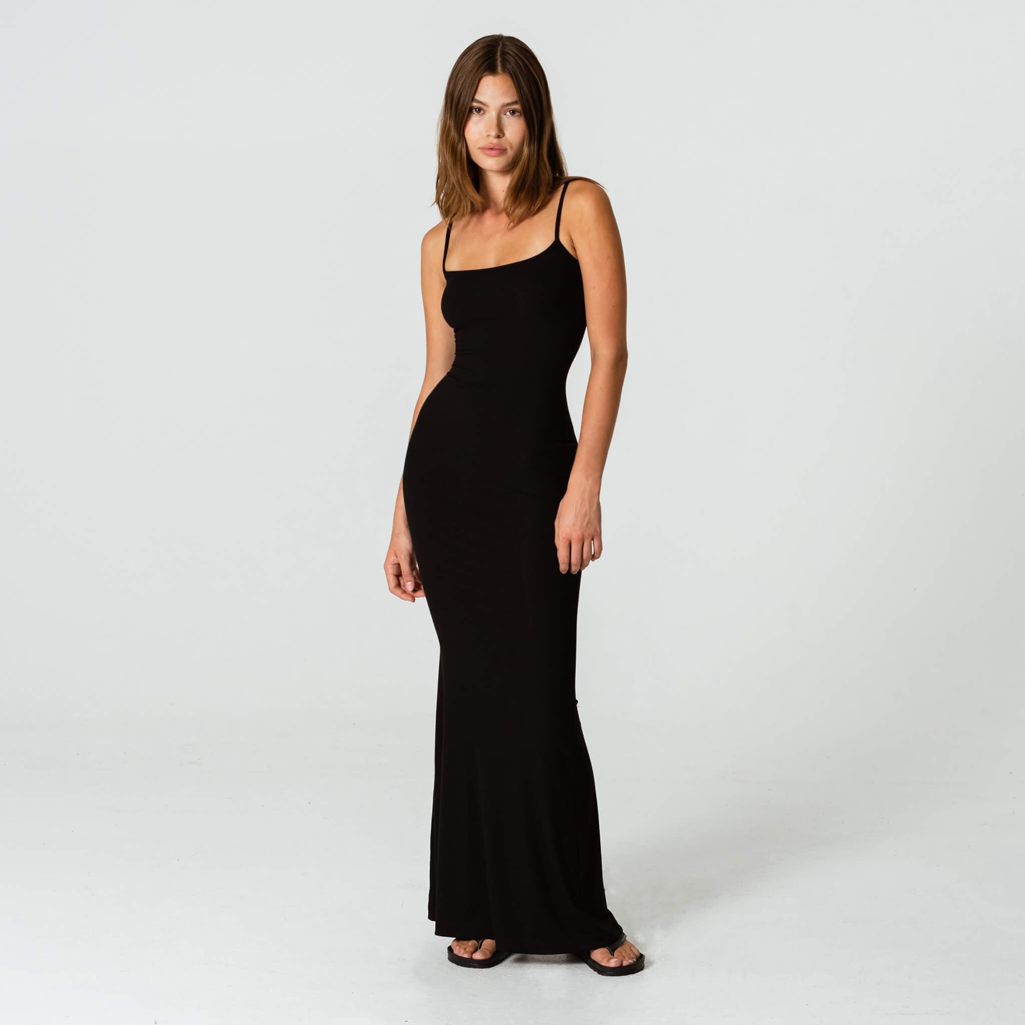 Maxi Back Slit Slip Dress