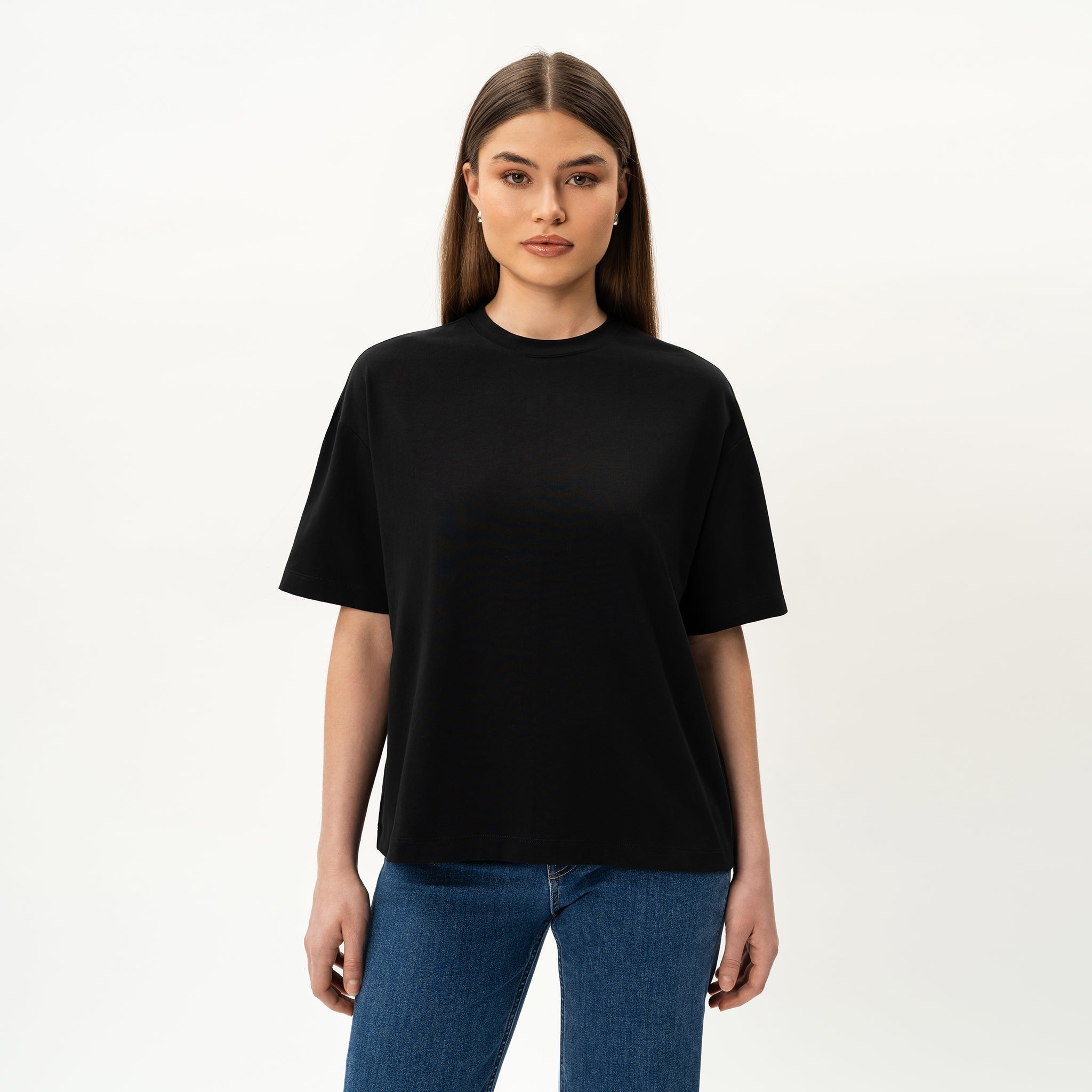 Übergroßes, kastenförmiges Pima-T-Shirt – Ninepine
