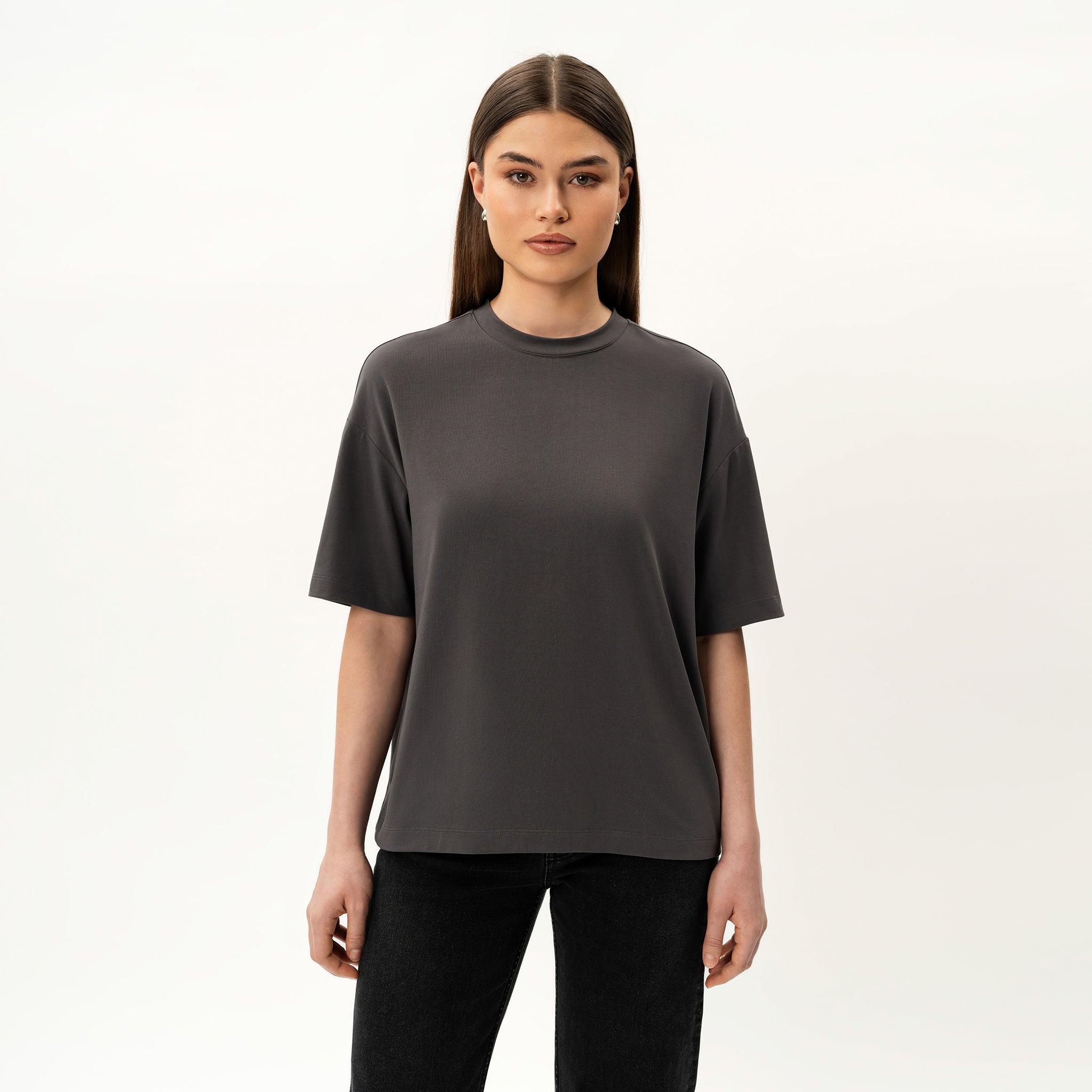 Übergroßes, kastenförmiges Pima-T-Shirt – Ninepine