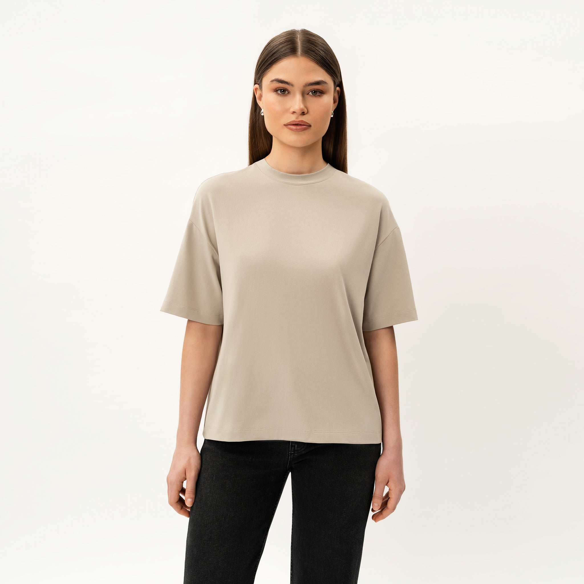 Übergroßes, kastenförmiges Pima-T-Shirt – Ninepine