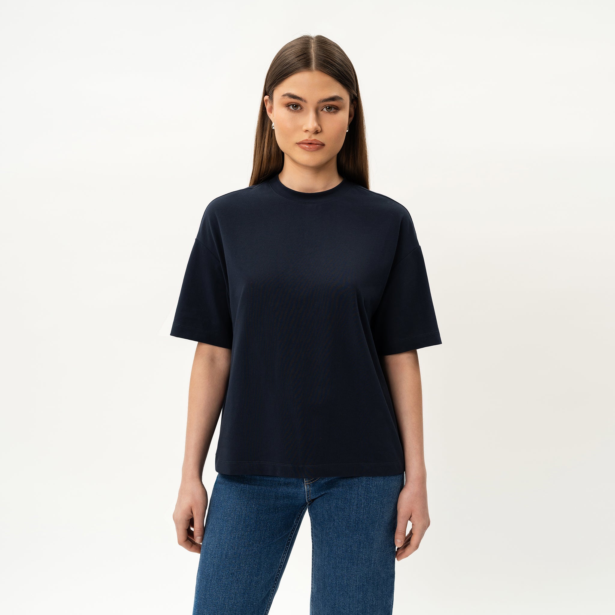 Übergroßes, kastenförmiges Pima-T-Shirt – Ninepine