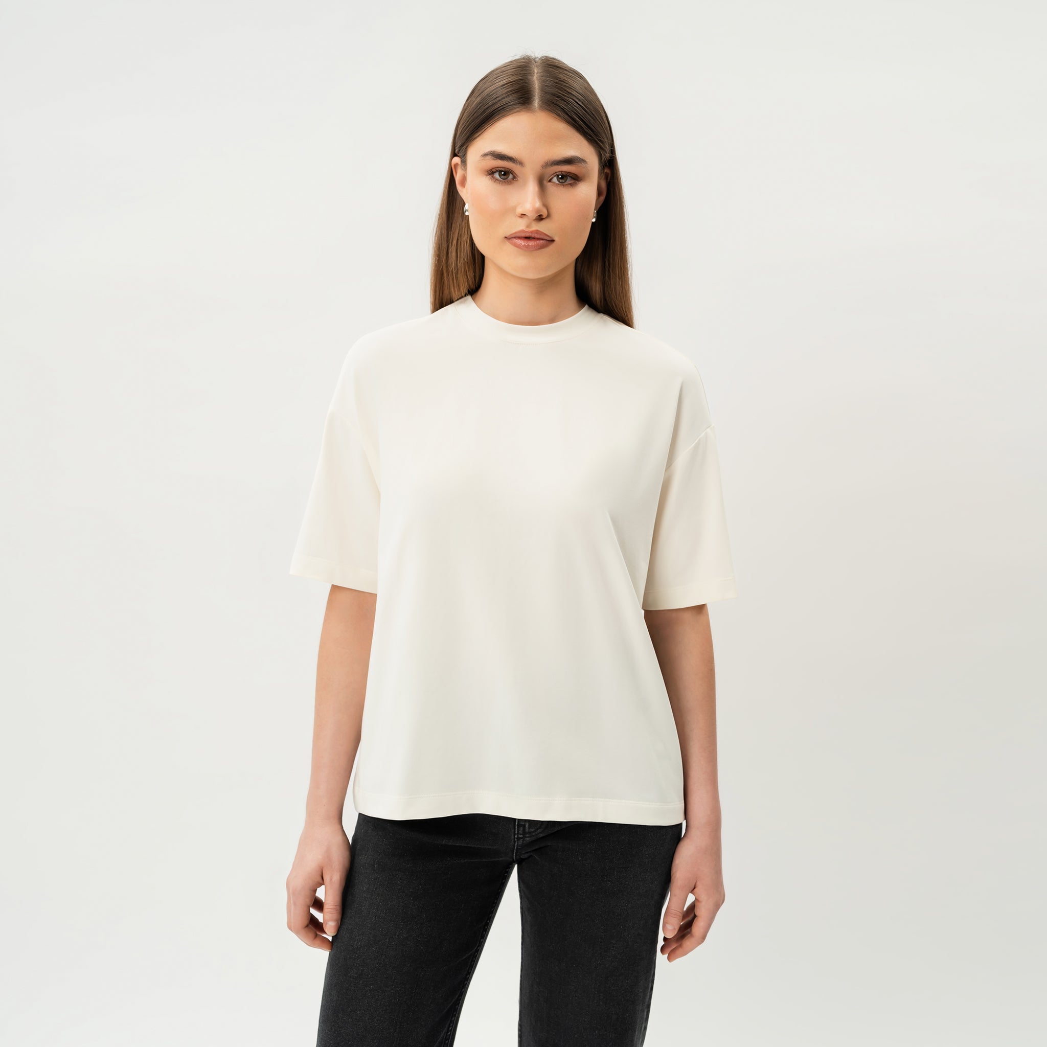 Übergroßes, kastenförmiges Pima-T-Shirt – Ninepine