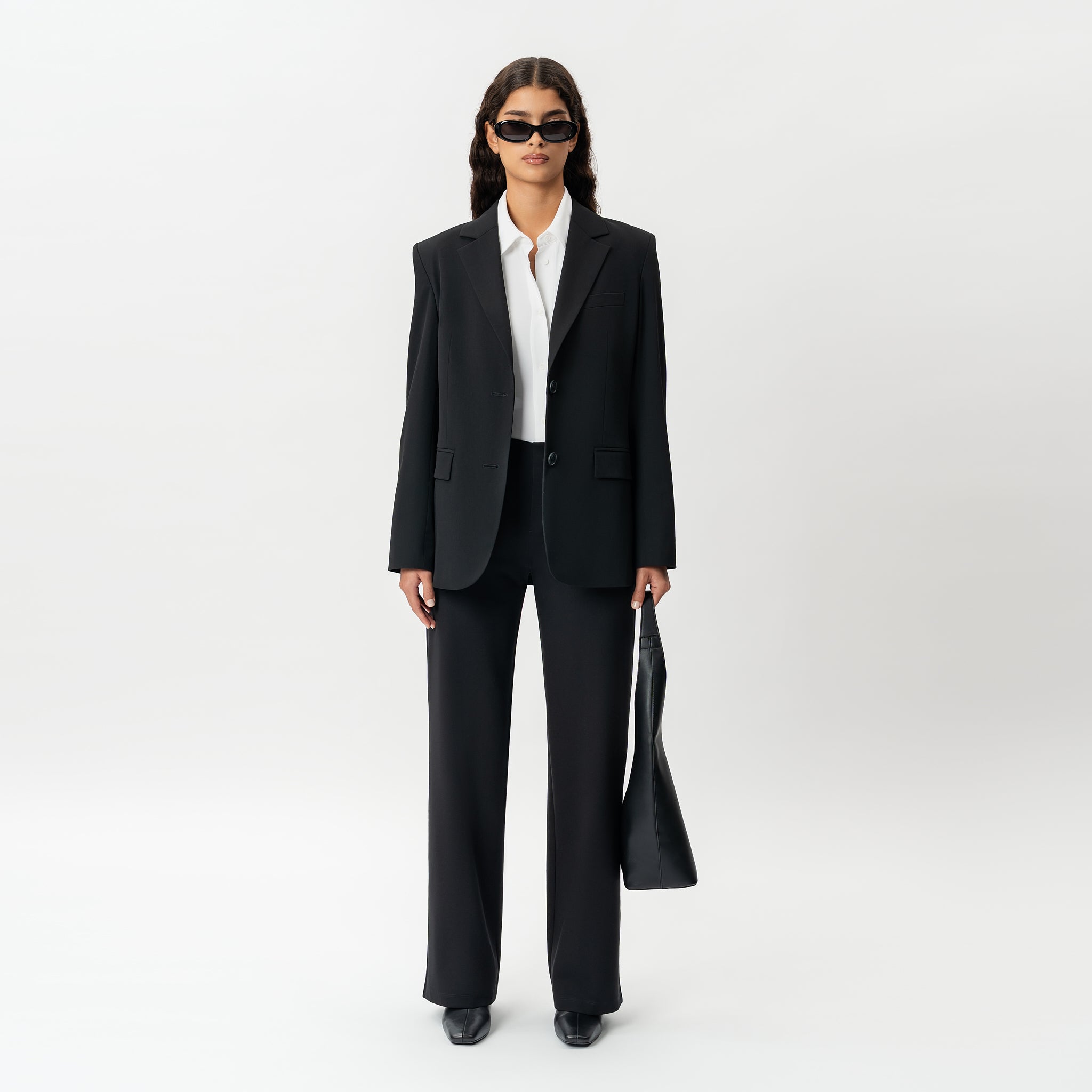 Maßgeschneiderte Ponte-Hose mit lockerer Passform – Ninepine