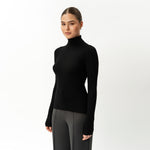 Merinowolle gerippter Rollkragenpullover – Ninepine