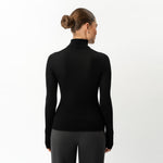 Merinowolle gerippter Rollkragenpullover – Ninepine