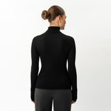 Merinowolle gerippter Rollkragenpullover – Ninepine