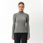 Merinowolle gerippter Rollkragenpullover – Ninepine