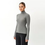 Merinowolle gerippter Rollkragenpullover – Ninepine