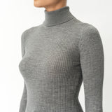Merinowolle gerippter Rollkragenpullover – Ninepine