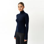 Merinowolle gerippter Rollkragenpullover – Ninepine
