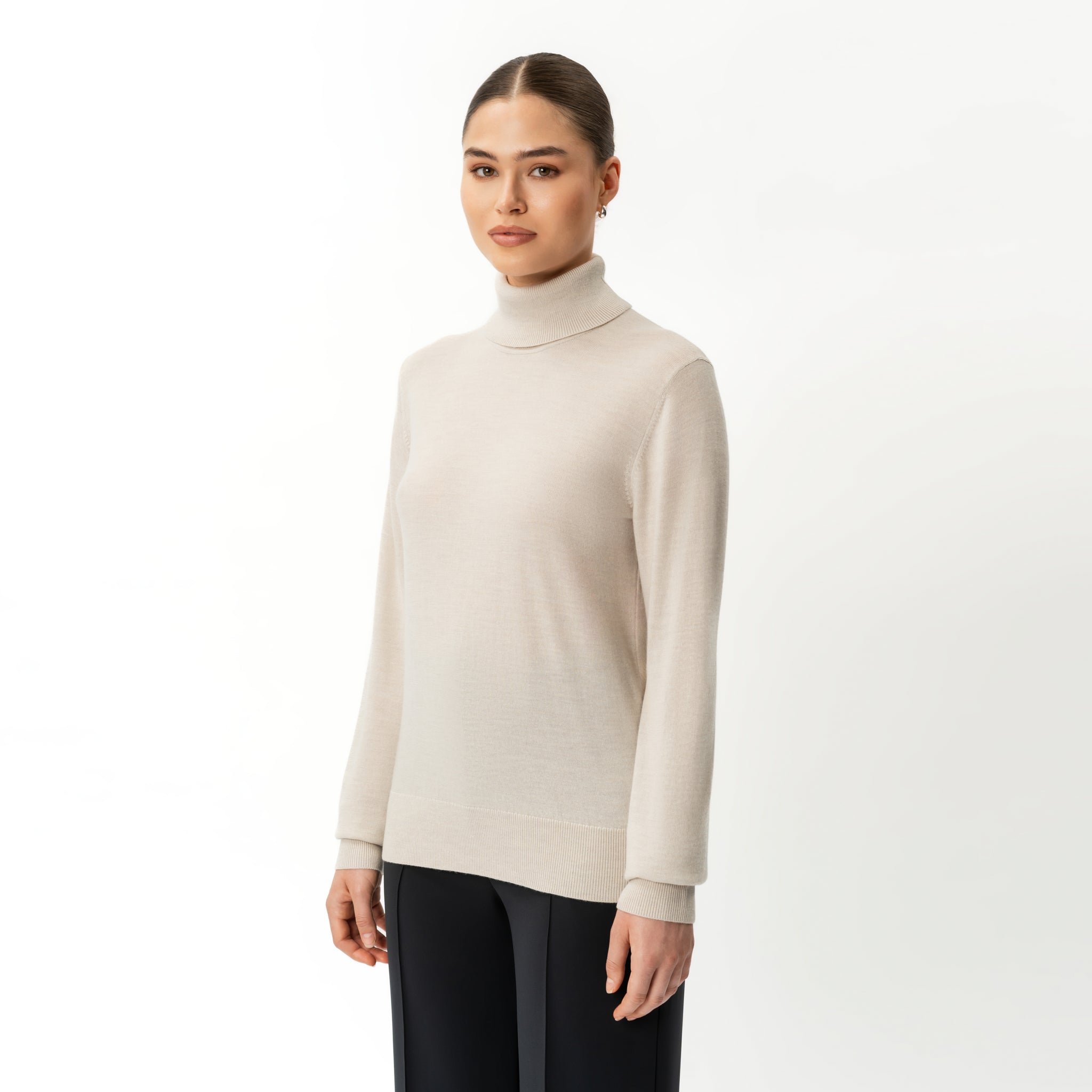 Merinowolle, lockerer Rollkragenpullover – Ninepine