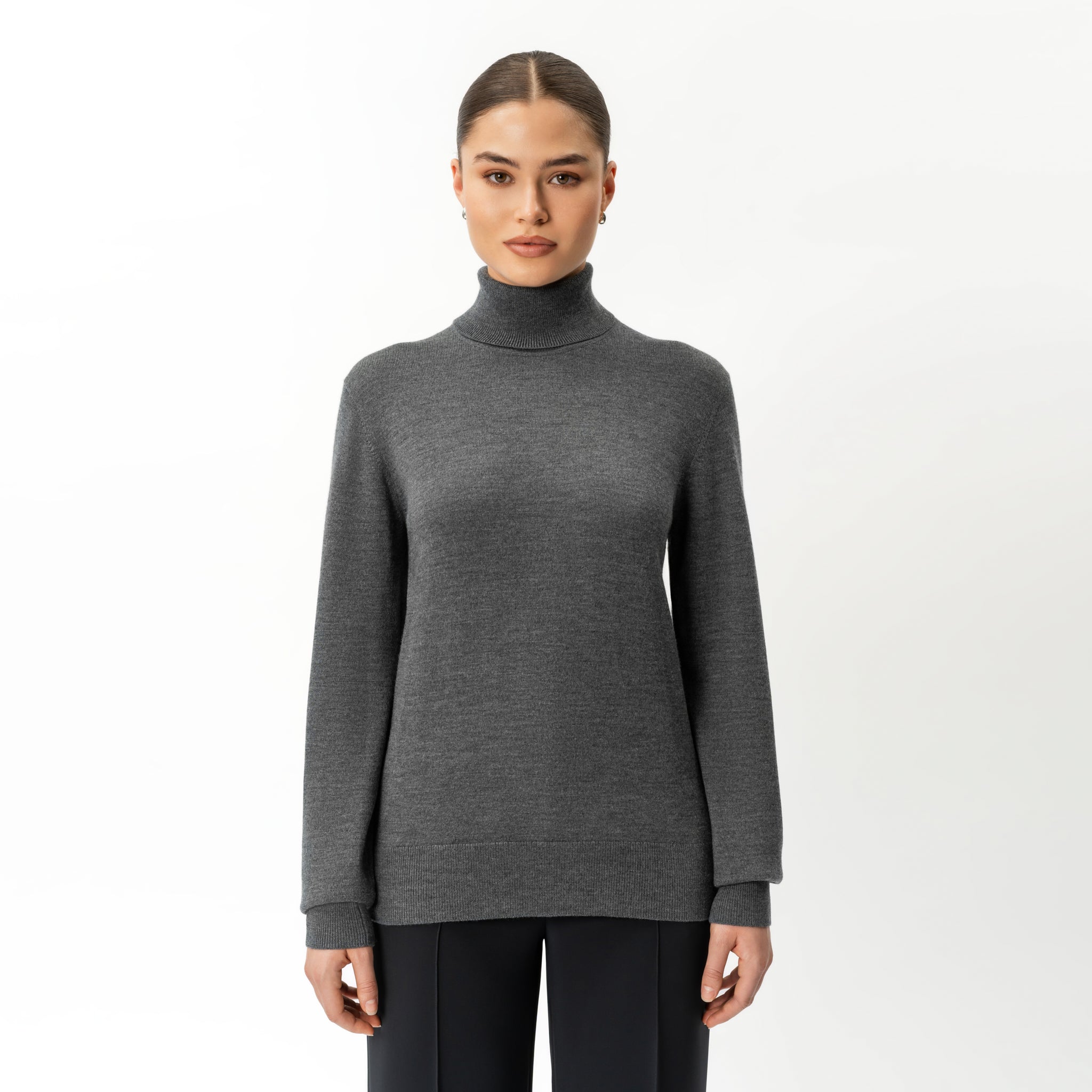 Merinowolle, lockerer Rollkragenpullover – Ninepine