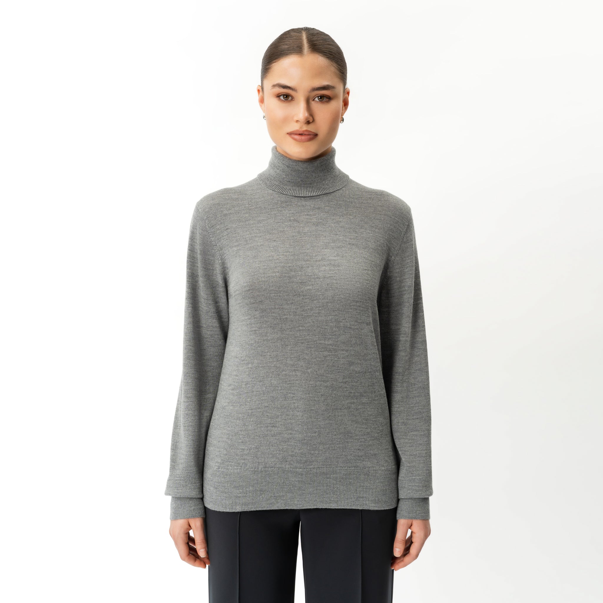 Merinowolle, lockerer Rollkragenpullover – Ninepine