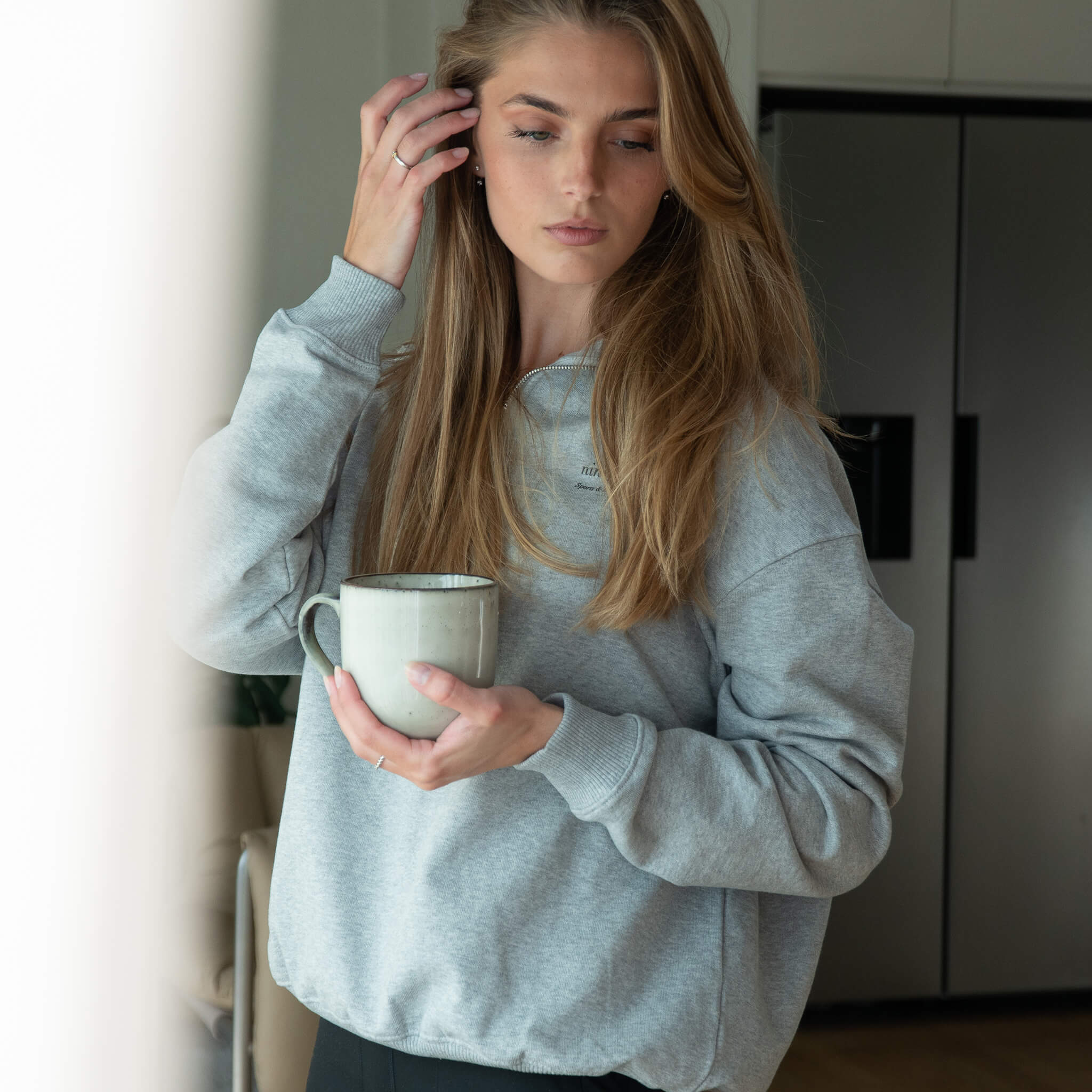 Pullover mit Viertelreißverschluss und lockerer Passform – Ninepine